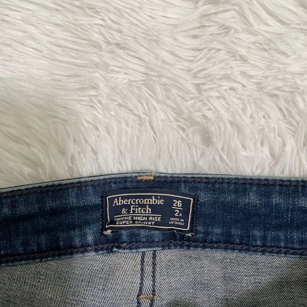 Abercrombie & Fitch Simon High Rise Super Skinny Ripped Jeans in Blue Size 26/2 - Picture 7 of 11